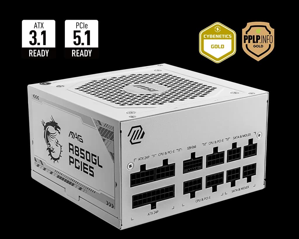 MSI MAG A850GL PCIE5 WHITE 850W 80+ Gold