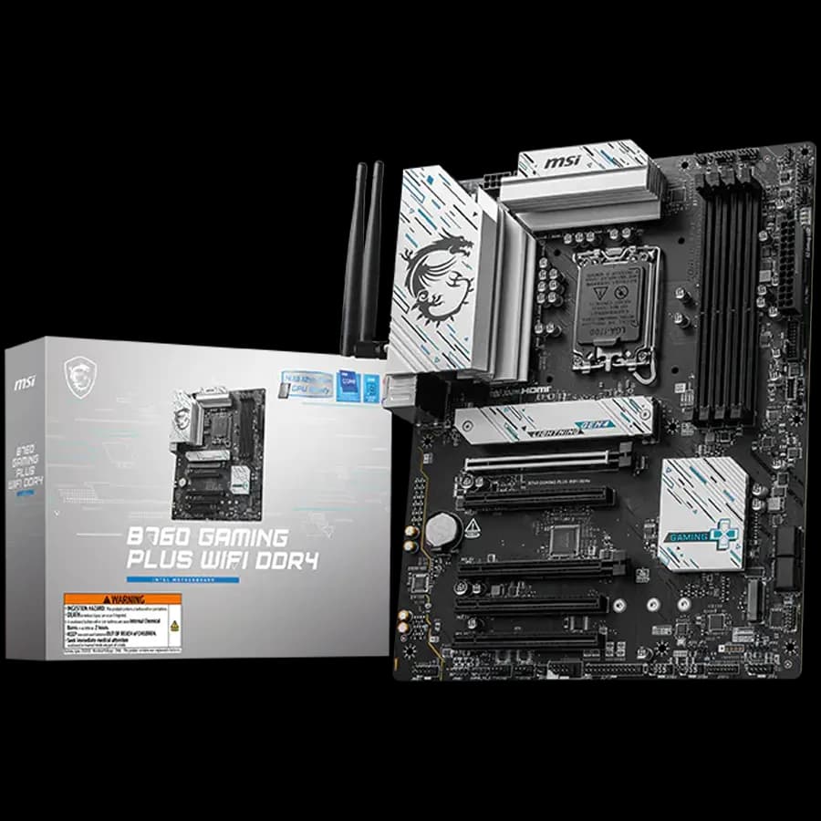 MSI B760 Gaming PLUS WIFI DDR4, LGA 1700, 4xDDR4, ATX, Dual Channel DDR4 5333 OC MHz, 5x PCIe x16 slots, 2x M.2 slots, 1x HDMI, 1x DP, 2x USB 3.2 Gen 2, 1x USB 3.2 Gen 2 Type-C, 4x USB 2.0, 7.1 HD Audio, 2.5Gbps LAN, WI-Fi 6E, BT, 3Y