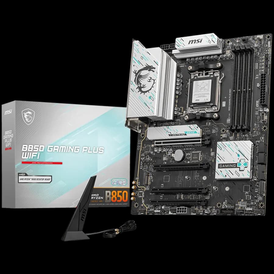MSI B850 Gaming PLUS WIFI, ATX, Socket AM5, 4x DDR5 Dual Channel DDR5 up to 8200 OC MHz, 4x PCIe 3.0 x16 slot, 3x M.2 slot, 4x USB 2.0, 1x USB 5Gbps, 1x USB 10Gbps, 2x USB 10Gbps Type-C, DP, 7.1 HD Audio, 5G LAN, WiFI 7, BT, 3Y