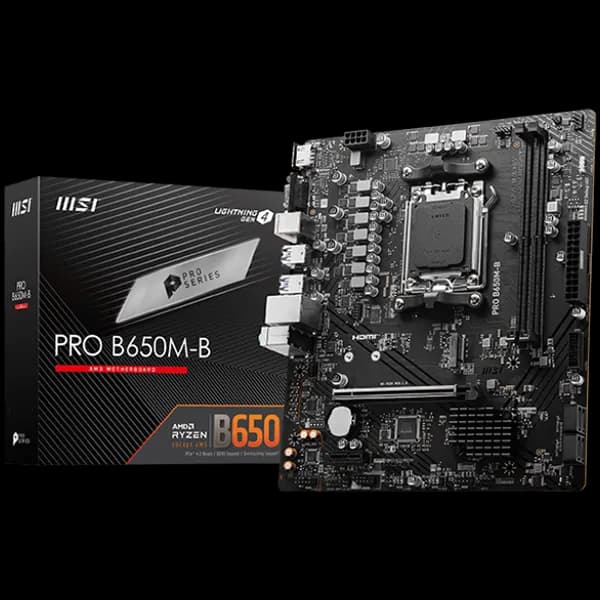 MSI Main Board Desktop Pro B650M-B AM5, 2x DDR5, 1xHDMI, 1x VGA, 1x PCI-E x16, 1x PCI-E x1, 1x M.2, 4x SATA 6G, 6x USB 3.2 Gen1 Type A, 6x USB 2.0, 2.5G LAN mATX