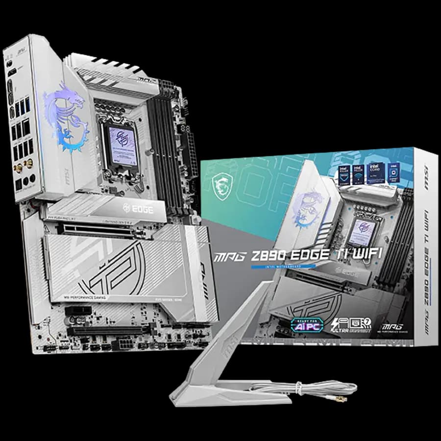 MSI MPG Z890 EDGE TI WIFI, LGA 1851, Dual Channel DDR5 up to 9200 OC MHz, 2x PCIe x16 slots, 5x M.2 slot, 1x USB 2.0, 4x USB 3.2 Gen 1, 4x USB 3.2 Gen 2, 1x USB 3.2 Gen 2 Type-C, 1x HDMI, 2xTB4, 5Gbps LAN, WIFI7, 7.1 Audio, 3Y
