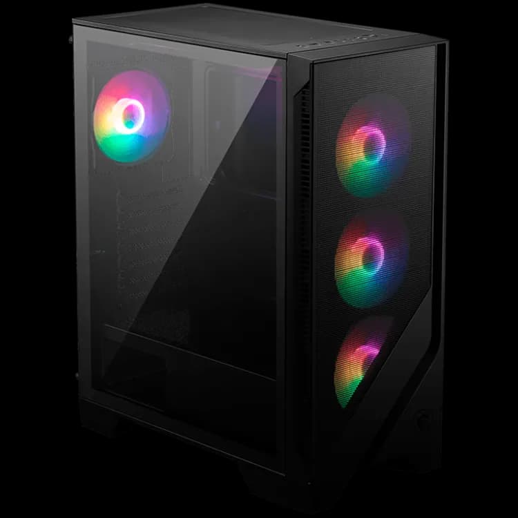 MSI MAG FORGE 120A AIRFLOW, Mid-Tower, ATX/M-ATX/ITX, 2x USB 3.2 Gen 1 Type-A, 1x Audio Mic, LED On/Off Button, ARGB Hub, 6x 120mm ARGB Fans, Mesh Panel, 4mm Tempered Glass