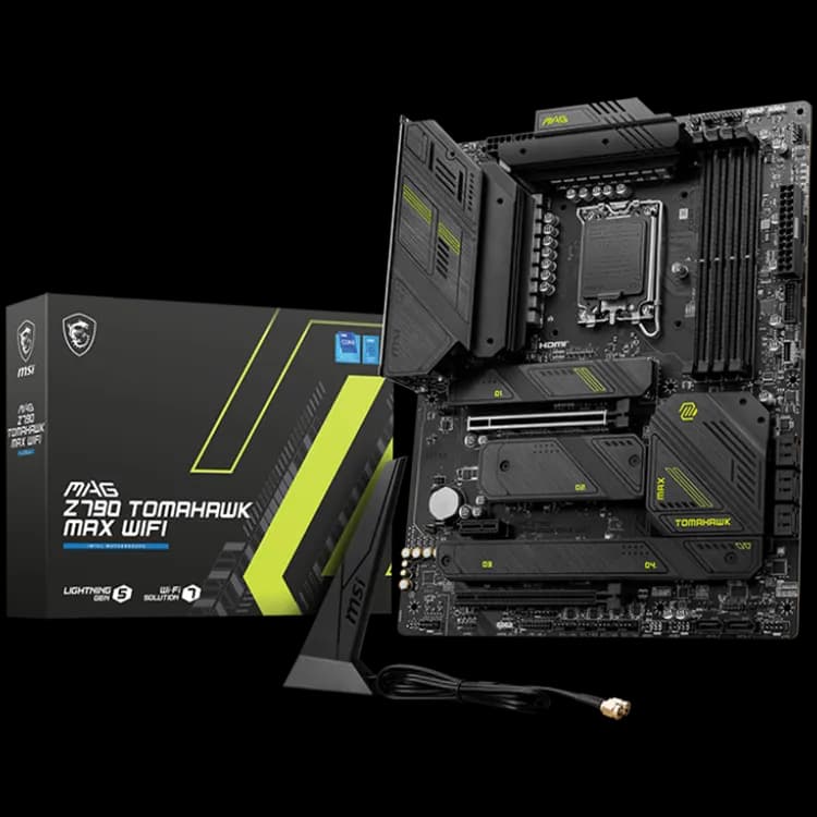 MSI MAG Z790 Tomahawk MAX WIFI, ATX, Socket LGA 1700, Dual Channel DDR5 7800+ OC MHz, 2x PCIe x16 slots, 4x M.2 slots, 1x HDMI, 1x DP, 2x USB 3.2 Gen1, 1x USB 3.2 Gen2, 4x USB 2.0, Type-C, 7.1 HD Audio, 2.5Gbps LAN