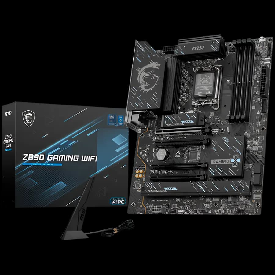 MSI Z890 Gaming WIFI, LGA 1851, Dual Channel DDR5 up to 8800 OC MHz, 4x PCIe x16 slots, 3x M.2 slots, 6x USB 5Gbps A, 1x USB 20Gbps Type-C, 1x HDMI, 1x Type-C DP, 1x DP, 2.5Gbps LAN, Wi-Fi 7, 7.1 Audio, 3Y Warranty