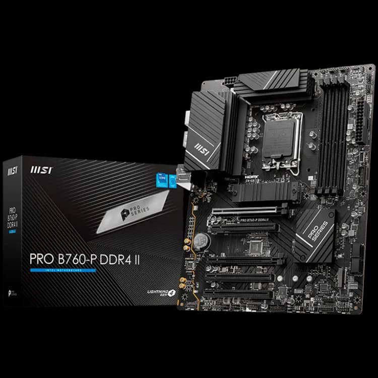 MSI Main Board Desktop Pro B760-P DDR4 II LGA 1700, 4xDDR4,max 5333 OC, 5xPCI-E X16, 4xSATA6g, 2xM.2, RAID, 6xUSB3.2 Gen1, 4xUSB2.0, DP, HDMI, 7.1 Audio, 2.5LAN ATX