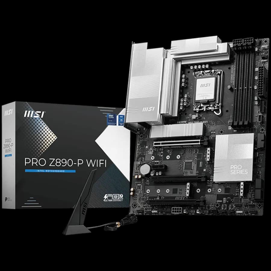 MSI Pro Z890-P WIFI, LGA 1851, Dual Channel DDR5 up to 9200 OC MHz, 3x PCIe x16 slots, 4x M.2 slot, 4xUSB 2.0, 2xUSB 5Gbps A, 1xUSB 10Gbps A, 1xUSB 10Gbps C, 1x HDMI, 1x Type-C DP,1x DP, 5GbpsLAN, 7.1 Audio, 3y warranty