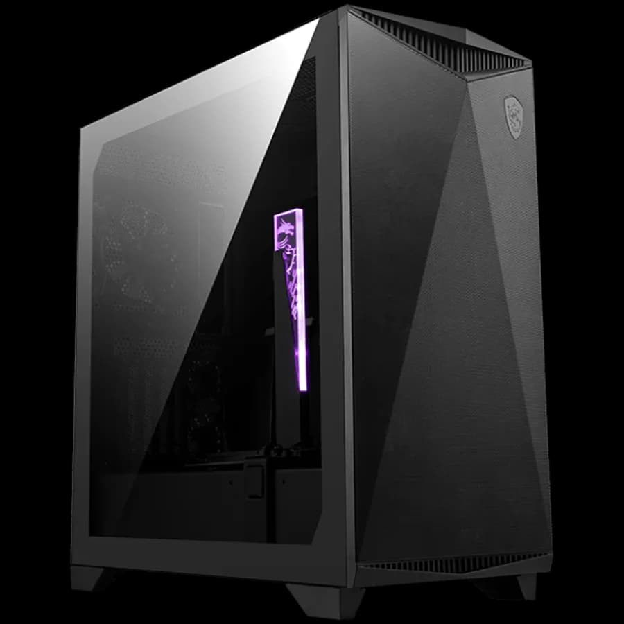 MSI MPG GUNGNIR 300P AIRFLOW, Mid-Tower, E-ATX/ATX/M-ATX/ITX, 2x USB 3.2 Gen 1 Type-A, 1x USB 3.2 Gen 2x2 Type-C, 1x Audio Mic, ARGB Hub, 4x 120mm ARGB Fans, 1mm Perforated Front Panel, 3mm Tempered Glass