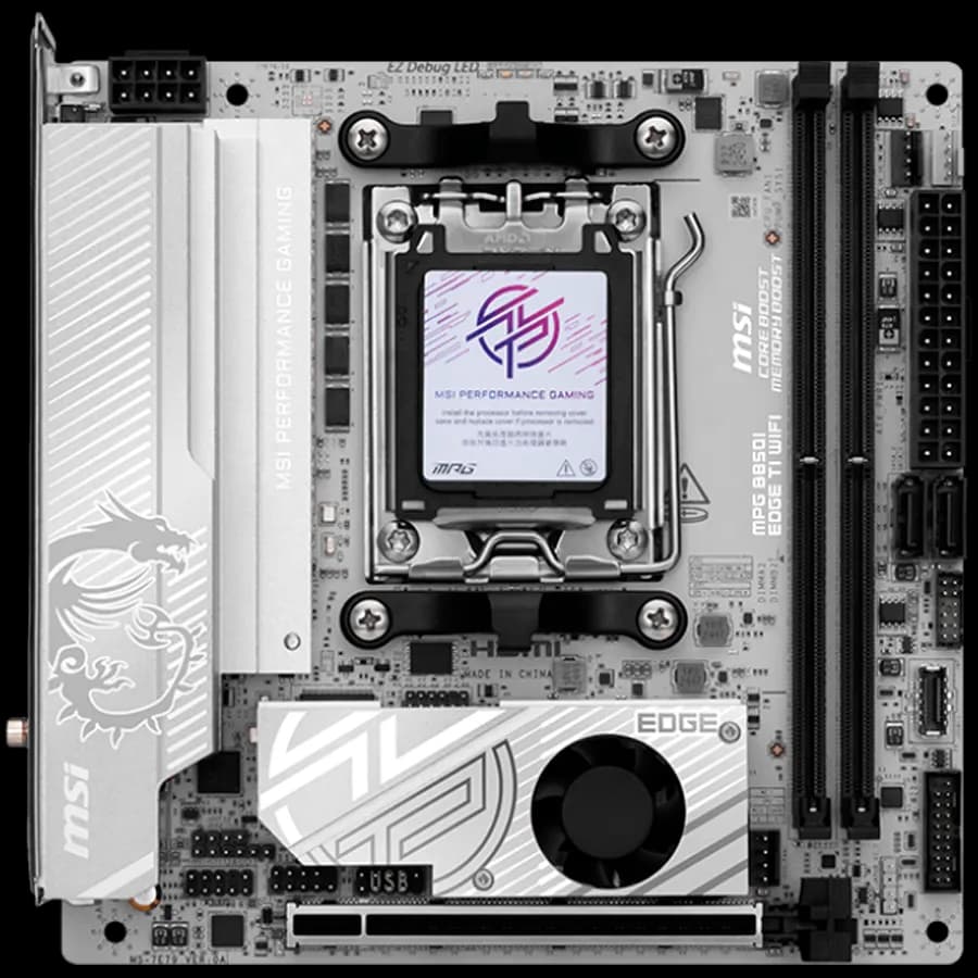 MSI MPG B850I EDGE TI WIFI, mITX, Socket AM5, Dual Channel DDR5 10000+MHz OC , 1x PCIe x16 slot, 2x M.2 slot, 1x HDMI, 3x USB 3.2 Gen 2, 2x USB 3.2 Gen 1, 1x USB 3.2 Gen2x2 Type C, 7.1 HD Audio, 5Gbps LAN, WIFI, BT, 3Y