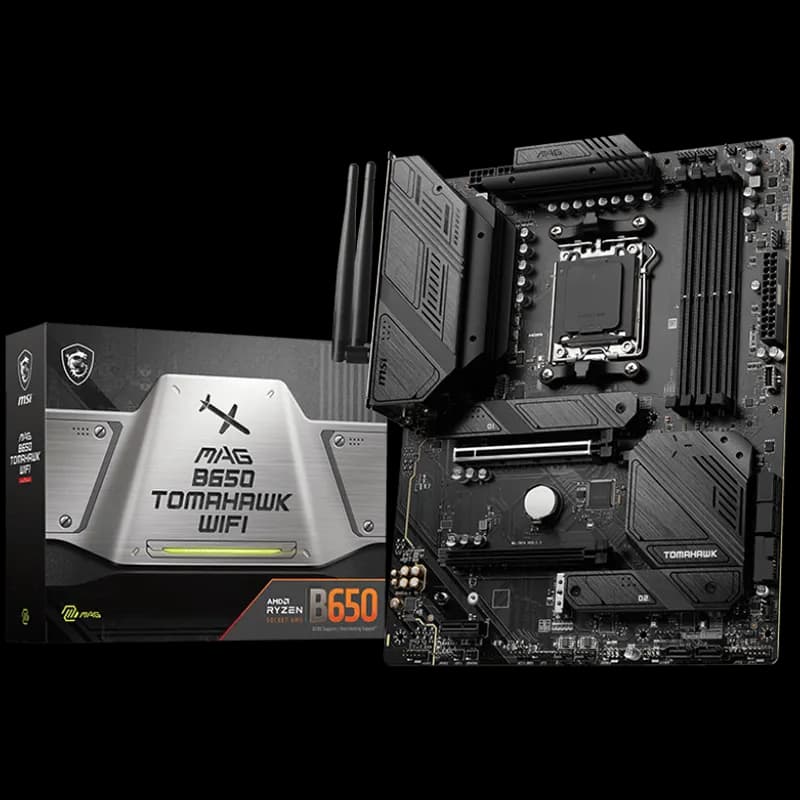 MSI Main Board Desktop MAG B650 Tomahawk WIFI AM5,4x DDR5,HDMI,DP,2x PCI-E x16,1x PCI-E x1,3xM.2,6xSATA 6G,6x USB 2.0,6x USB 3.2 Gen1 Type A,3x USB 3.2 Gen2 Type A,1x USB 3.2 Gen2 Type C,1x USB 3.2 Gen2x2 Type C, 2.5GLAN,Wi-Fi 6E, BT5.2 ATX