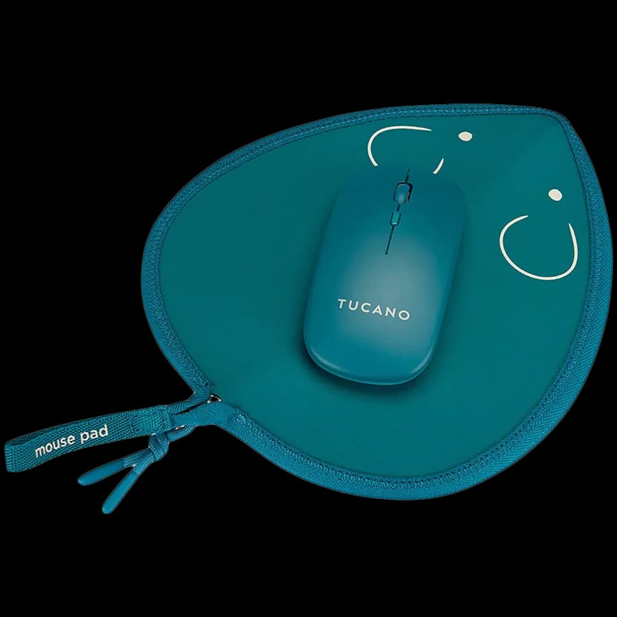 Tucano TOPO Mouse Pad with Wireless Mouse, Petrol Blue