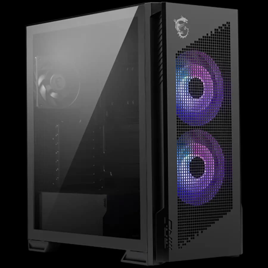 MSI MPG VELOX 300R AIRFLOW PZ, Mid-Tower, E_ATX/ATX Back-connect supported M-ATX/ITX, 2x USB 3.2, 1x USB Type-C 20Gbs, 1x Audio/Mic, LED Button, ARGB Fan Hub, 2x 160mm ARGB + 1x 120mm Black Dual Layer Blades Fans, Mesh Panel, Tempered Glass, Black
