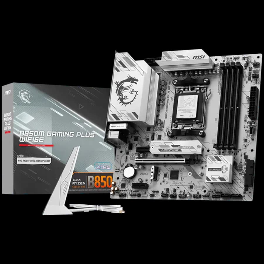 MSI B850M Gaming PLUS WIFI6E, mATX, Socket AM5, 4x DDR5 Dual Channel DDR5 up to 8200 OC MHz, 1x PCIe x16 slot, 2x M.2 slot, 4x USB 5Gbps, 3x USB 10Gbps, 1x USB 10Gbps Type-C, HDMI, DP, 7.1 HD Audio, 2.5G LAN, WIFI, BT, 3Y