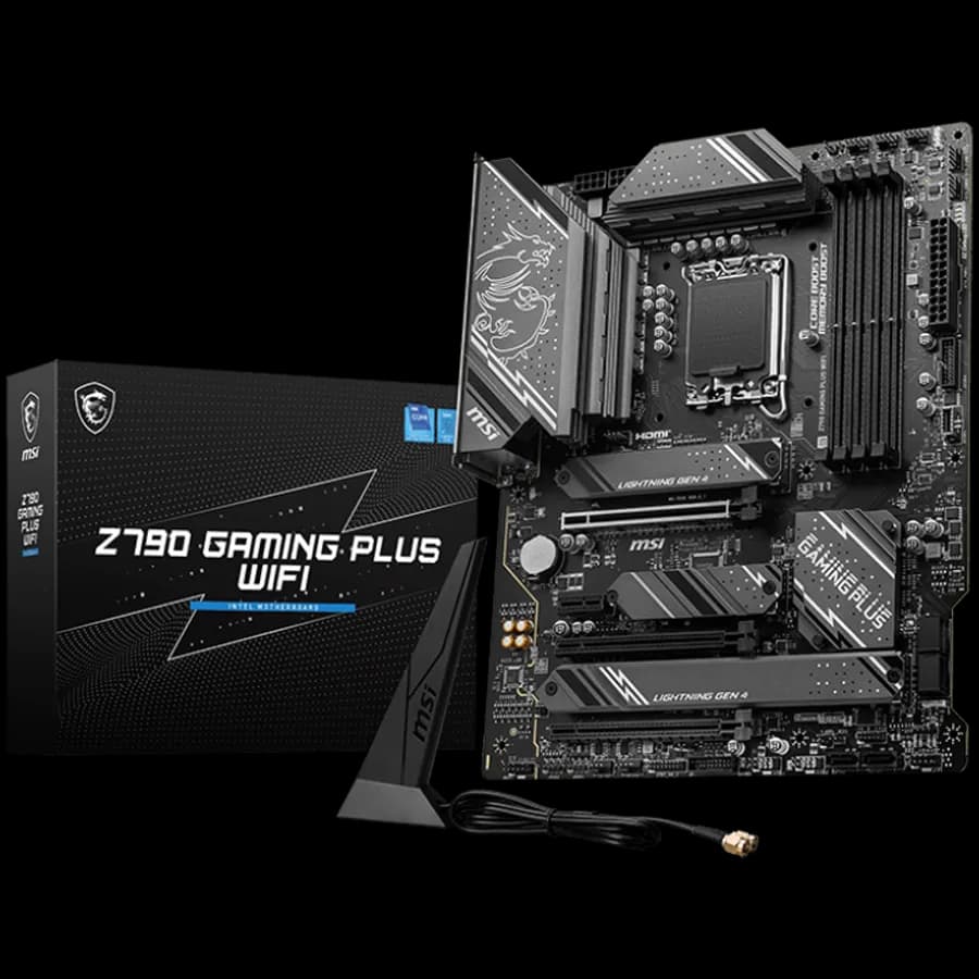 MSI Z790 Gaming PLUS WIFI , LGA 1700, 4xDDR5, Dual Channel DDR5 up to 7200+ OC MHz, 3x PCIe x16 slot, 4x M.2 slots, 1x USB 3.2 Gen 2x2 Type-C , 3x USB 3.2, 4x USB 2.0, 1x HDMI, 1x DP, 4x EZ Debug LED, 2.5G LAN, 7.1 Audio, ATX, 3Y