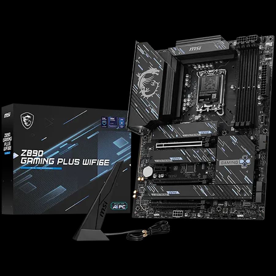 MSI Z890 Gaming PLUS WIFI6E, LGA 1851, Dual Channel DDR5 up to 9200 OC MHz, 3x PCIe x16 slots, 4x M.2 slot, 4x USB 2.0, 2x USB 3.2 Gen 1, 1x USB 3.2 Gen 2, 1x USB 3.2 Gen 2 Type-C, 1x HDMI, 1x DP, 5Gbps LAN, WIFI6E, 7.1 Audio, 3Y