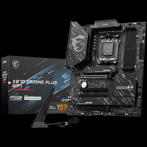 MSI X870 Gaming PLUS ATX,Socket AM5, AMD Ryzen 9000, Dual Channel DDR5 up to 8200 OC MHz, 4x PCIe x16 slots, 3x M.2 slot, 4xUSB 2.0, 2xUSB 5Gbps A, 2xUSB 10Gbps A, 1xUSB 10 Gbps C,1xUSB 20 2xUSB 40Gbps C,1x HDMI, 1xType-C, 5G LAN, 7.1 Audio, 3y w