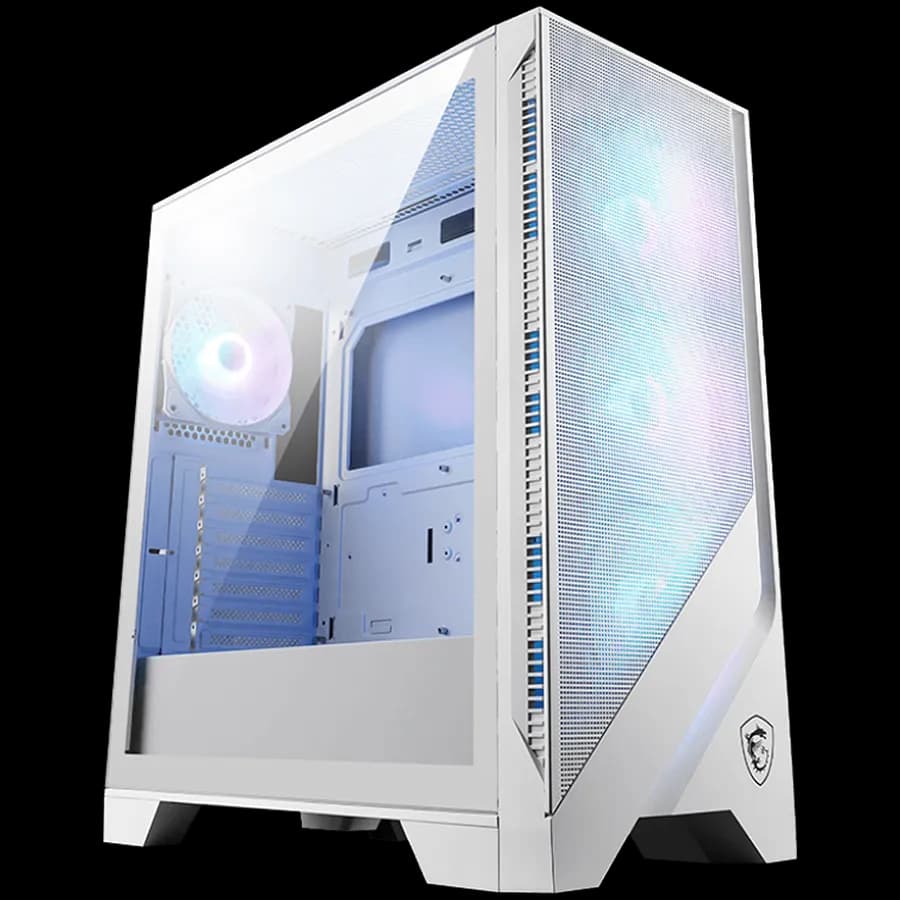 MSI MAG FORGE 320R AIRFLOW WHITE, Mid-Tower, ATX/M-ATX/ITX, 2x USB 3.2, 1x Audio/Mic, LED Button, ARGB Hub, 4x 120mm ARGB Fans, Mesh Panel, Tempered Glass, White